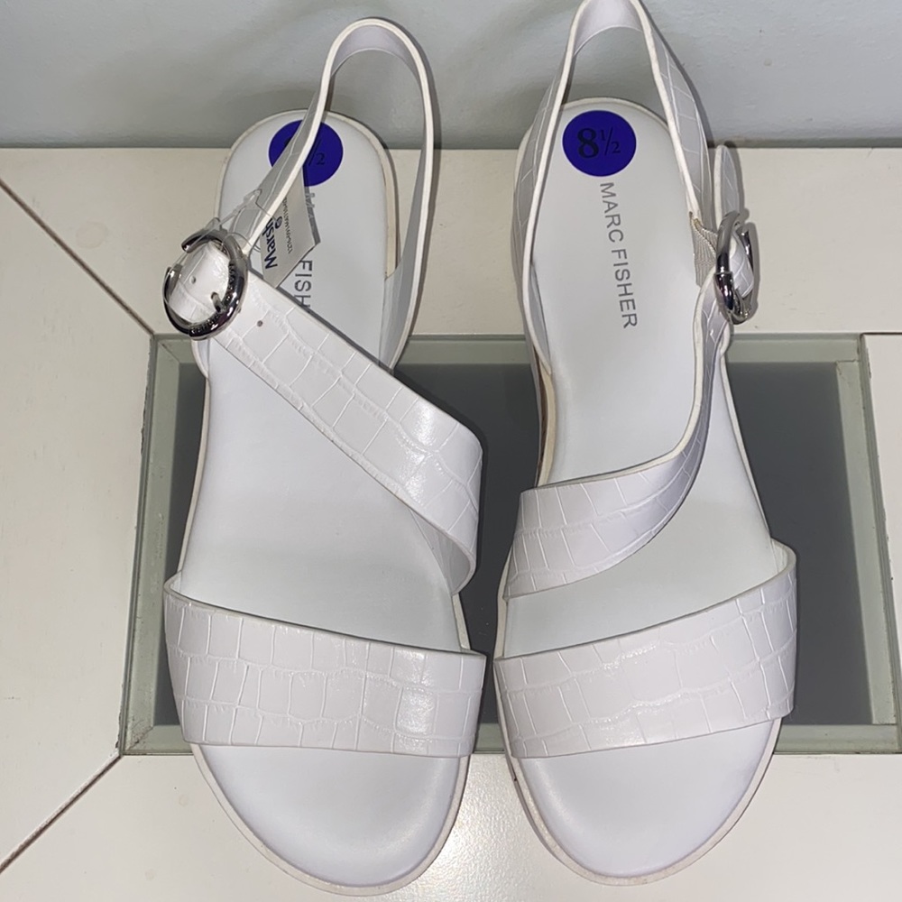 MARC FISHER GILMA2 White Croc Print Cork Wedge SANDAL-Women’s Sz 8.5-NWT! - Picture 4 of 13
